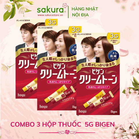 Combo 3 Hộp Nhuộm Tóc Thảo Dược Bigen 3G Nhật Bản ( Nâu Sáng)