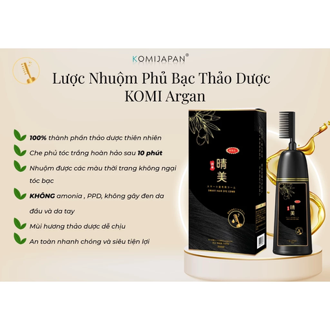 Nhuộm Phủ Bạc Thảo Dược Komi Argan 350ml Nhật Bản (có lược)
