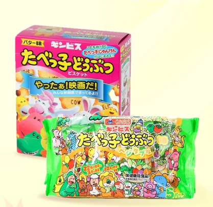 Bánh quy ăn dặm hình thú Ginbis 63g - Hàng Nhật nội địa