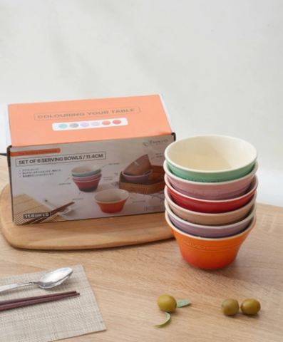 Bộ 6 bát con Rainbow Kaiyo, size 11,4 cm - Hàng Nhật nội địa