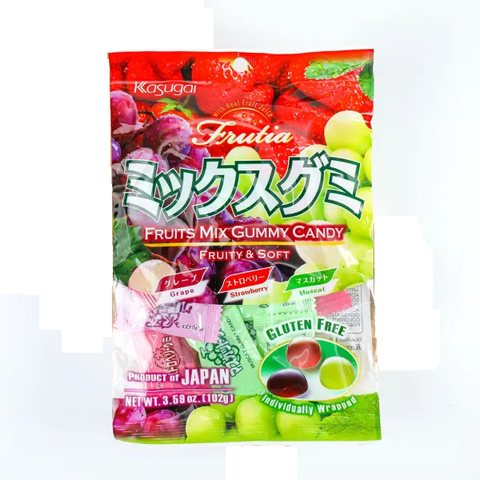 KASUGAI_Kẹo dẻo vị trái cây tổng hợp 102g ( vị nho tím-dâu- nho xanh) - Hàng Nhật nội địa