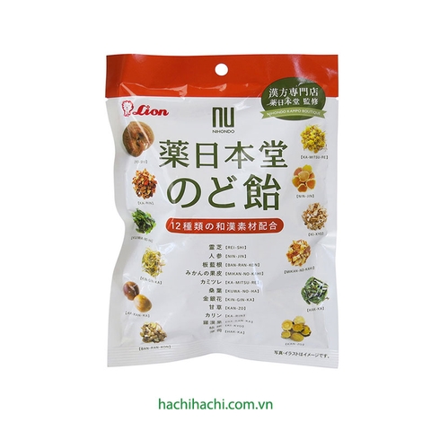 Kẹo 12 loại thảo dược Nhật Bản Lion 74g - Hàng Nhật nội địa