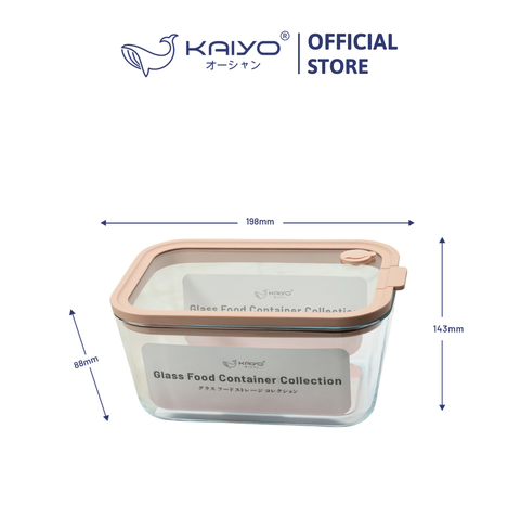 Hộp đựng thực phẩm thuỷ tinh chịu nhiệt borosilicate hình chữ nhật dáng sâu Kaiyo 2600ml - Hàng Nhật nội địa