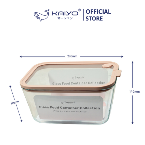 Hộp đựng thực phẩm thuỷ tinh chịu nhiệt borosilicate hình chữ nhật Kaiyo 2600ml - Hàng Nhật nội địa