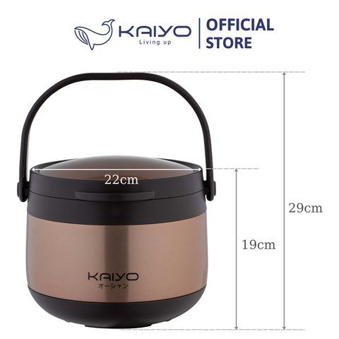 Nồi ủ chân không Kaiyo màu vàng, dung tích 3 lít - Hàng Nhật nội địa