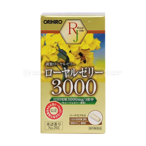 Viên uống sữa ong chúa Royal Jelly 3000mg Orihiro 90 viên - Hàng Nhật Nội Địa