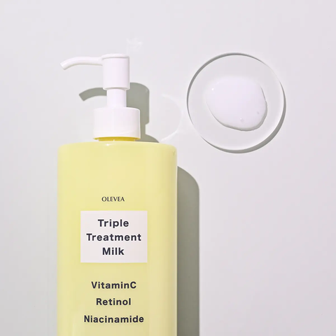 Sữa dưỡng thể dưỡng da sáng mịn và ẩm mượt – OLEVEA TRIPLE TREATMENT MILK VITAMIN (480g) - Hàng Nhật nội địa