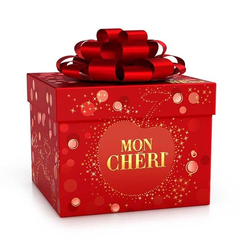 Hộp quà thắt nơ Socola (Chocolate) nhân rượu anh đào Mon Cheri Ferrero 283g - Hàng Nhật nội địa