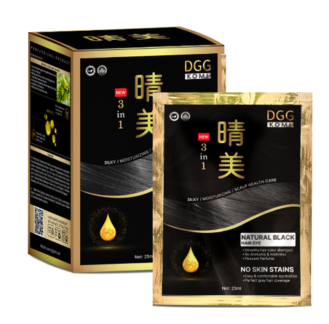 Dầu gội phủ bạc hữu cơ KOMI màu nâu đen hộp 10 gói x 25ml - hàng Nhật nội địa