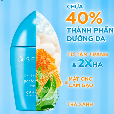 Sữa Chống Nắng Senka Kiềm Dầu, Mịn Lì Cho Da Dầu 40ml Perfect UV Milk SPF50+ PA++ ++ - Hàng Nhật Nội Địa
