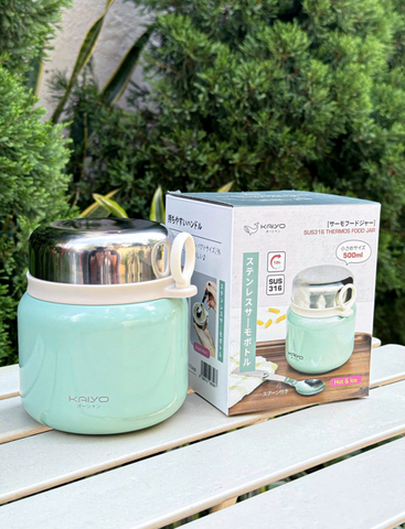 Bình ủ cháo Kaiyo dung tích 500ml, màu xanh mint - Hàng Nhật nội địa - Hàng Nhật nội địa
