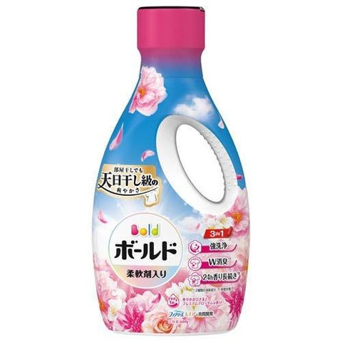 Nước giặt xả P&G chai màu hồng hương hoa 680g - Hàng Nhật nội địa