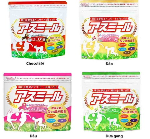 Sữa Hỗ Trợ Phát Triển Chiều Cao ASUMIRU gói 180g Dành Cho Bé Từ 3-16 Tuổi ( vị dưa gang)