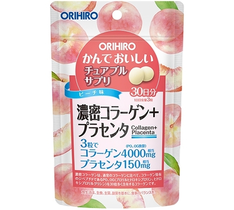 Viên nhai Collagen + Placenta Orihiro túi 90 Viên - Hàng Nhật nội địa