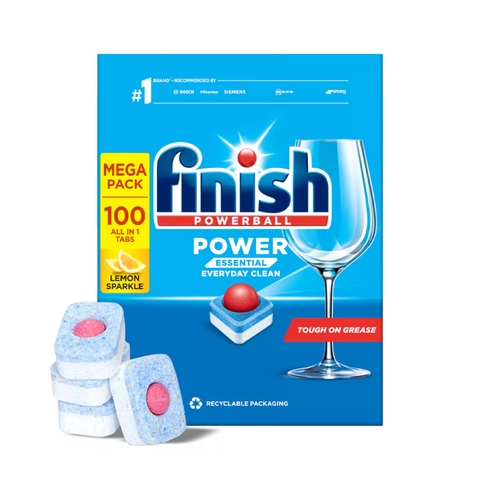 Hộp 100 viên rửa chén bát Finish Power Essential All in One (hương chanh)