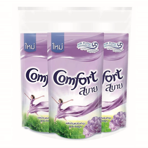 Set 3 túi nước xả vải Comfort 580ml x 3 Màu Tím hương hoa Violet (Thái Lan) - Hàng Nhật nội địa