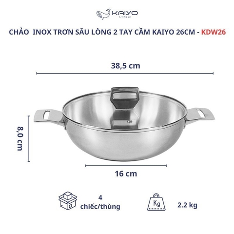 Chảo inox chống dính hoa văn nổi Tri-Ply đáy liền sâu lòng Kaiyo, size 24cm - Hàng Nhật nội địa