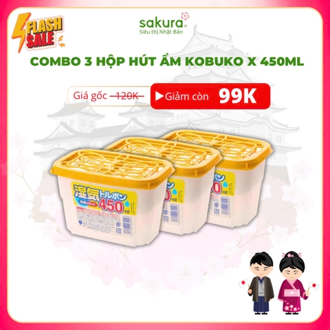 Combo 3 Hộp Hút Ẩm Kokuko 450ml x 3 Nhật Bản - Hàng Nhật nội địa