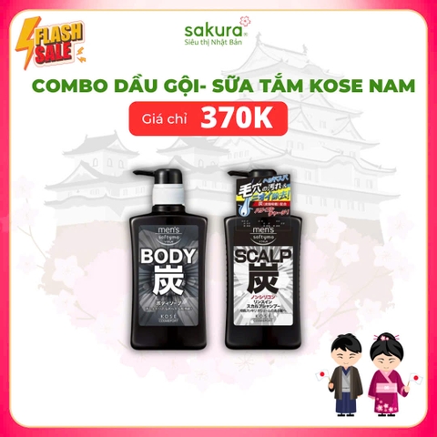 Combo Dầu Gội + Sữa Tắm Cho Nam Kose Men's Softymo 550ml x 2 - Hàng Nhật nội địa