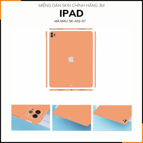 Dán skin ipad , ipad pro, ipad air , ipad mini full body và camera chính hãng 3M - PASTEL ORANGE -  SK A02 07 phụ kiện điện thoại huỳnh tân store