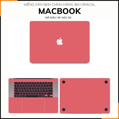 Dán skin macbook pro, macbook air chính hãng 3M nhập khẩu USA - SKIN 3M - MACBOOK - PASTEL RED  - SK A01 04 phụ kiện điện thoại huỳnh tân store