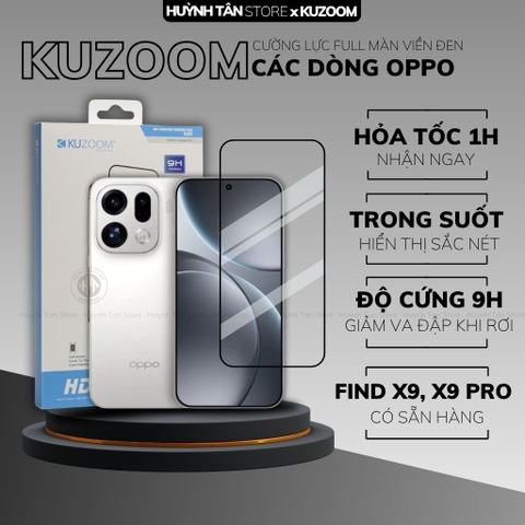 Cường lực oppo find x9 pro trong suốt full màn hình chống bám vân tay chính hãng KUZOOM