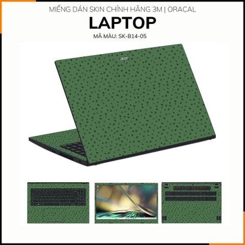 Dán skin laptop asus, dell , acer, hp, msi chính hãng ORAFOL nhập khẩu ĐỨC - SKIN 3M - LAPTOP - MANY STICKER GREEN  - SK B14 05 phụ kiện điện thoại huỳnh tân store