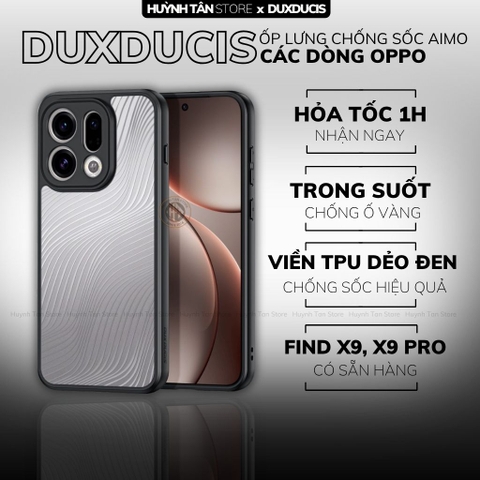 Ốp lưng oppo find x9 pro Aimo chính hãng duxducis chống va đập trong suốt không ố vàng huỳnh tân store