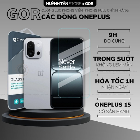 Kính cường lực trong suốt Oneplus 15 , 13T , Ace 5 Ultra , 10T , 9RT KHÔNG FULL MÀN chống bám vân tay chính hãng GOR