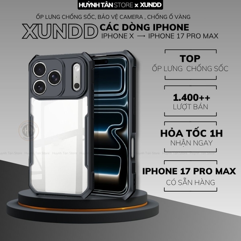 Ốp lưng iphone 17 16 pro max ip 15 14 13 x xs max xr XUNDD trong suốt chống sốc chính hãng huỳnh tân