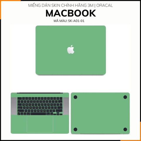 Dán skin macbook pro, macbook air chính hãng 3M nhập khẩu USA - SKIN 3M - MACBOOK - PASTEL GREEN - SK A01 02 phụ kiện điện thoại huỳnh tân store