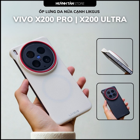 Ốp lưng Vivo X200 Pro/ X200 Ultra da QUAN magsafe nửa cạnh từ tính sạc không dây chống bám vân tay chính hãng LIKGUS