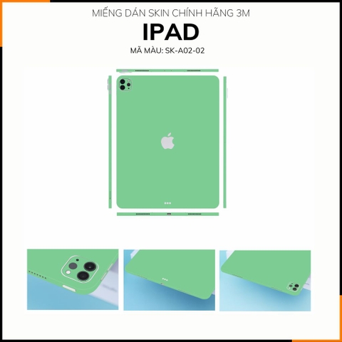 Dán skin ipad , ipad pro, ipad air , ipad mini full body và camera chính hãng 3M - PASTEL SEAFOAM GREEN - SK-A02-02 phụ kiện điện thoại huỳnh tân store