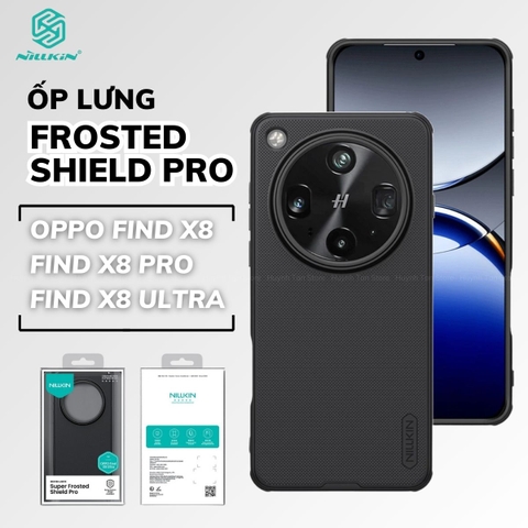 Ốp lưng Oppo Find x8 ultra/ Find x8 pro/ Find x8 đen viền dẻo lưng sần chống vân tay chống sốc Nillkin Super Frosted