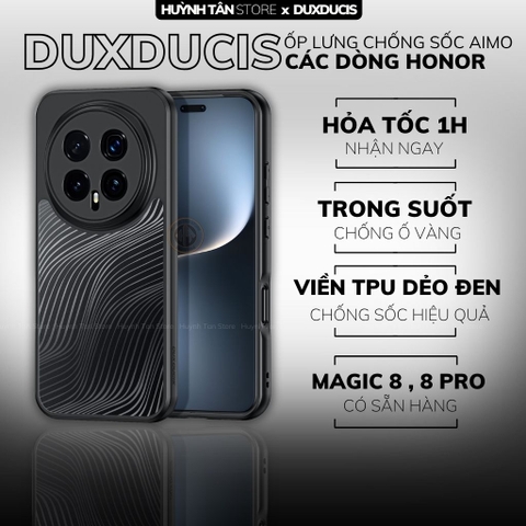 Ốp lưng honor magic 8 pro  Aimo chính hãng duxducis chống va đập trong suốt không ố vàng huỳnh tân store
