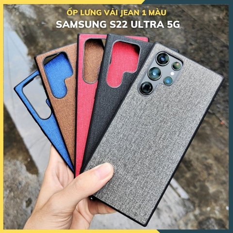 Ốp lưng samsung s22 ultra chống vân tay nhựa cứng viền đen vải jean 1 màu phụ kiện điện thoại huỳnh tân store
