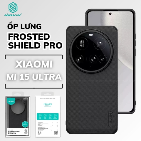 Ốp lưng Xiaomi Mi 15 ultra đen viền dẻo lưng sần chống vân tay chống sốc Nillkin Super Frosted