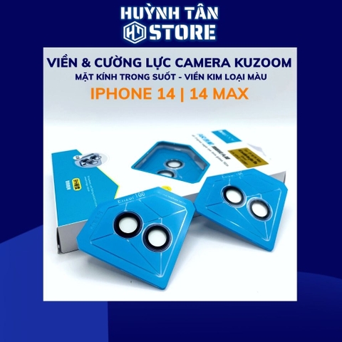 Cường lực camera iphone 14, 14 plus chính hãng KUZOOM viền nhiều màu chất lượng rõ nét bảo vệ toàn diện cụm camera phụ kiện huỳnh tân store