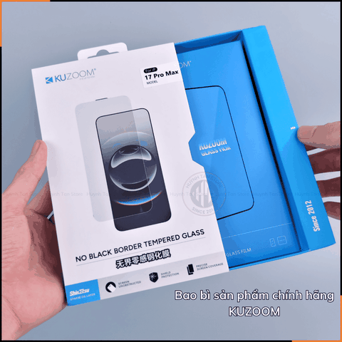 Kính cường lực iphone 17 pro max , ip 16 pro max , ip 15 pro max  trong suốt FULL MÀN không lẹm viền chính hãng KUZOOM phụ kiện điện thoại huỳnh tân store