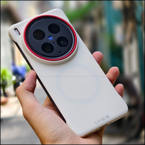 Ốp lưng Vivo X200 Pro/ X200 Ultra da QUAN magsafe nửa cạnh từ tính sạc không dây chống bám vân tay chính hãng LIKGUS