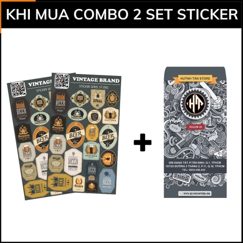 Hình dán sticker đẹp thương hiệu Vintage Brand ST D02 chất liệu vinyl phủ lớp chống thấm xước phù hợp dán mọi bề mặt phụ kiện huỳnh tân store