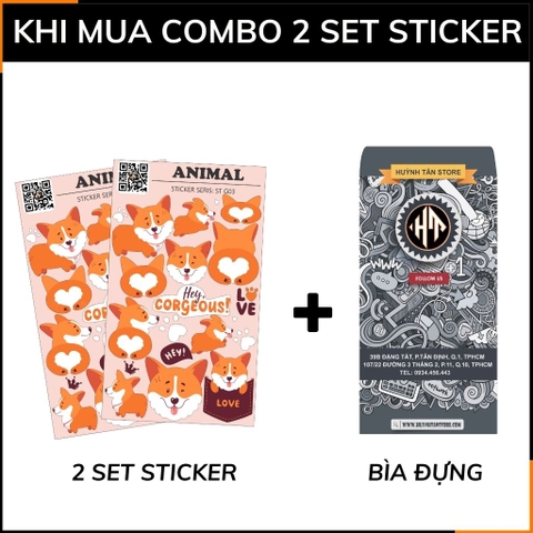 Hình dán sticker đep chó Corgi Animal ST G03 chất liệu vinyl phủ lớp chống thấm xước bay màu phù hợp dán mọi bề mặt phụ kiện huỳnh tân store