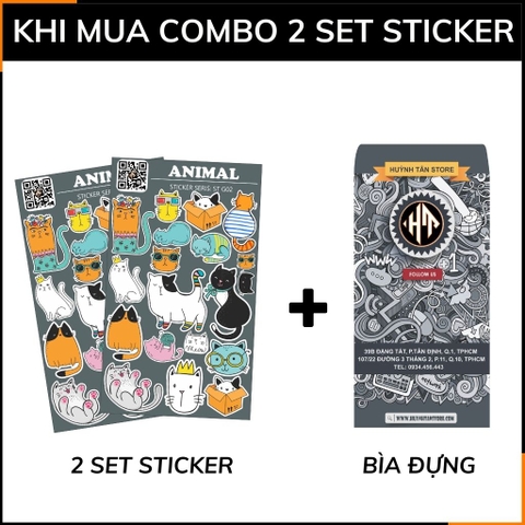 Hình sticker mèo cute Animal ST G02 chống phai màu dán mũ bảo hiểm vali laptop điện thoại xe máy phụ kiện huỳnh tân store