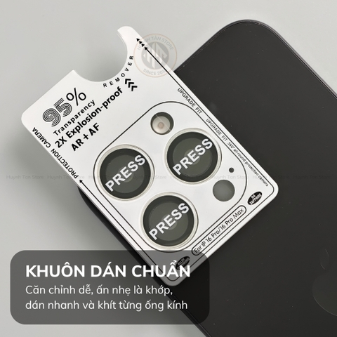 Kính cường lực lens camera Iphone 16 pro max, 16 pro , 16 plus , ip 16, 15 pro max , 15 pro , 15 plus, ip 15 chống chói AR, lóp phủ AF cao cấp, có khung tự dán  phụ kiện huỳnh tân store