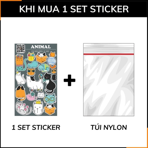 Hình sticker mèo cute Animal ST G02 chống phai màu dán mũ bảo hiểm vali laptop điện thoại xe máy phụ kiện huỳnh tân store