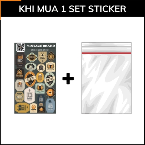 Hình dán sticker đẹp thương hiệu Vintage Brand ST D02 chất liệu vinyl phủ lớp chống thấm xước phù hợp dán mọi bề mặt phụ kiện huỳnh tân store