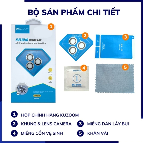 Cường lực camera iphone 14 pro, 14 pro max chính hãng KUZOOM viền nhiều màu chất lượng rõ nét bảo vệ toàn diện cụm camera phụ kiện huỳnh tân store
