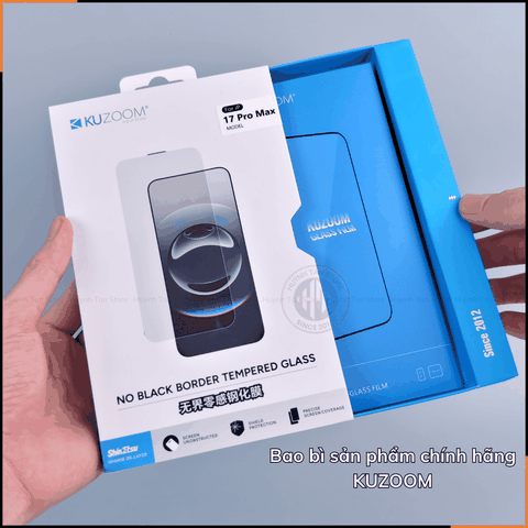 Kính cường lực iphone 17 pro max, ip 17 pro, ip 16 pro max, ip 16 pro, ip 15 pro max trong suốt KHÔNG FULL MÀN không lẹm viền chính hãng KUZOOM phụ kiện điện thoại huỳnh tân store