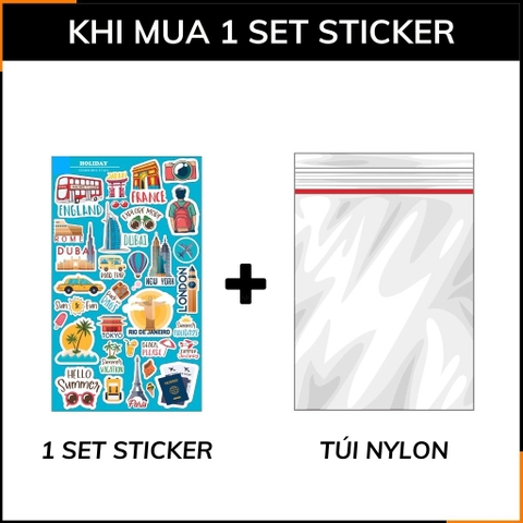 Holiday ST Q01 hình dán sticker du lịch phủ lớp chống thấm nước trang trí mũ bảo hiểm laptop điện thoại notebook