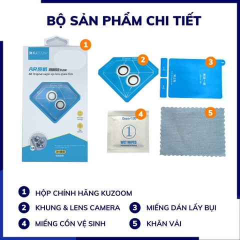 Cường lực camera iphone 14, 14 plus chính hãng KUZOOM viền nhiều màu chất lượng rõ nét bảo vệ toàn diện cụm camera phụ kiện huỳnh tân store
